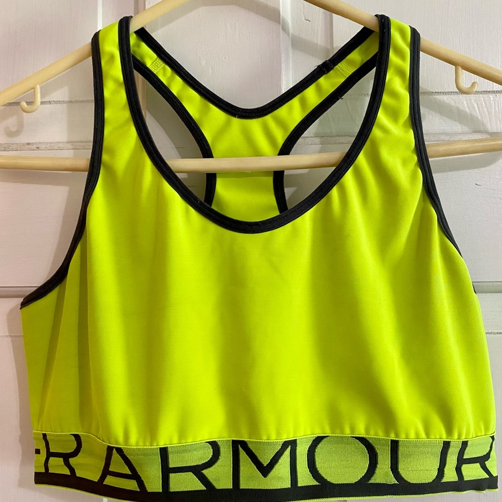 Neon Yellow Under Armour Sports Bra